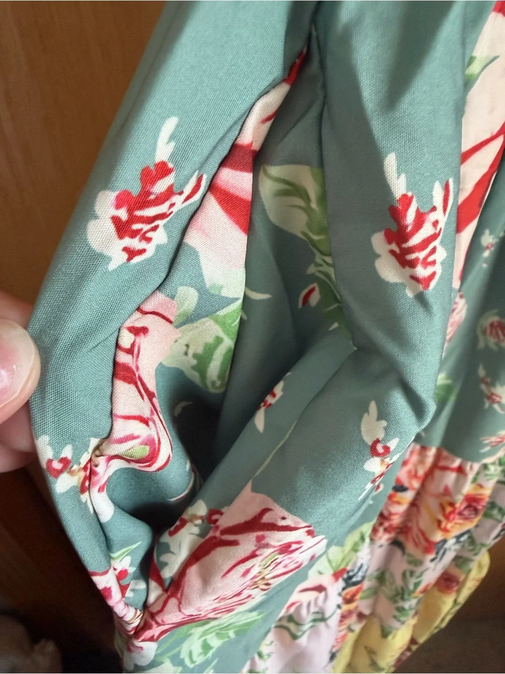 Source Unknown Yellow Floral Sundress with Pink and Green Accents